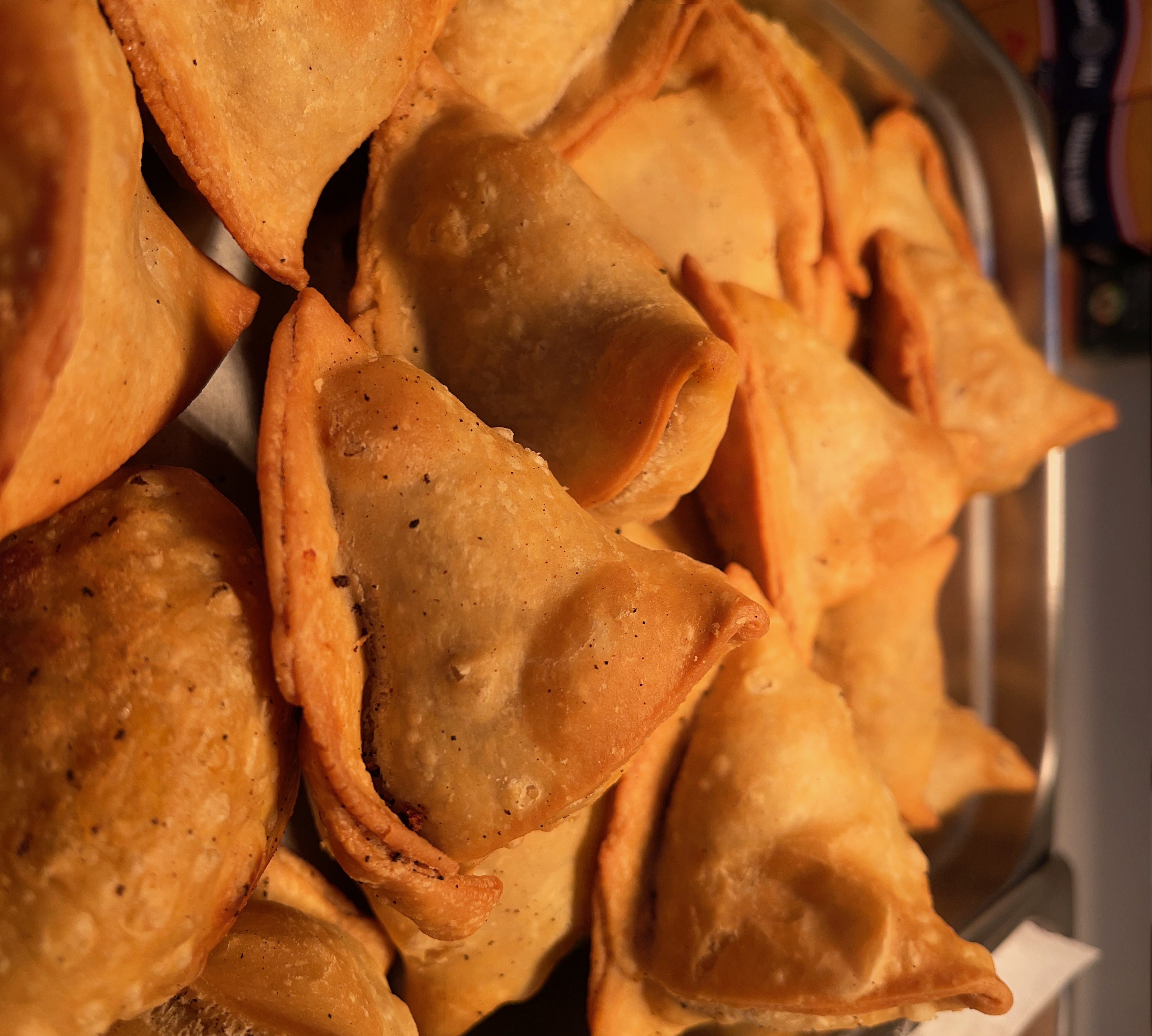 Fresh homemade samosas at International Foods & Spices